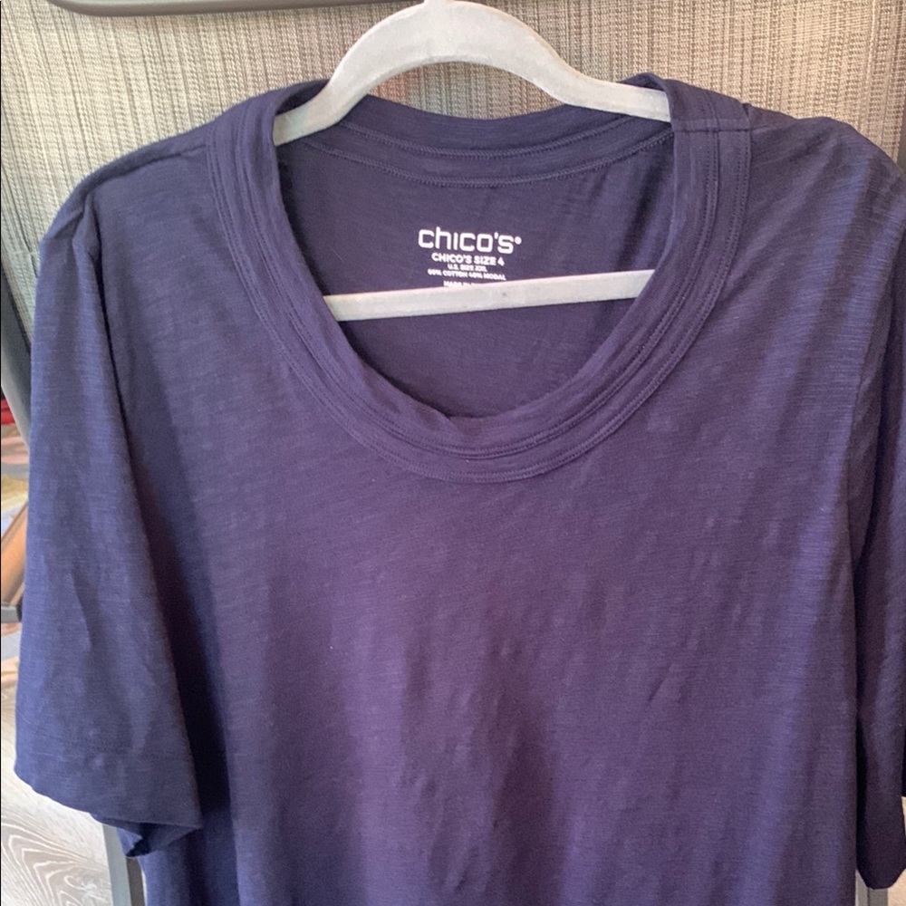Chico's Blue Crew Neck Sweater